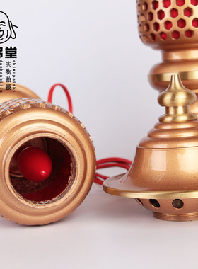 寺庙佛供灯 佛前灯神社灯供灯水晶莲花灯 粉金双色圆边神社灯一对