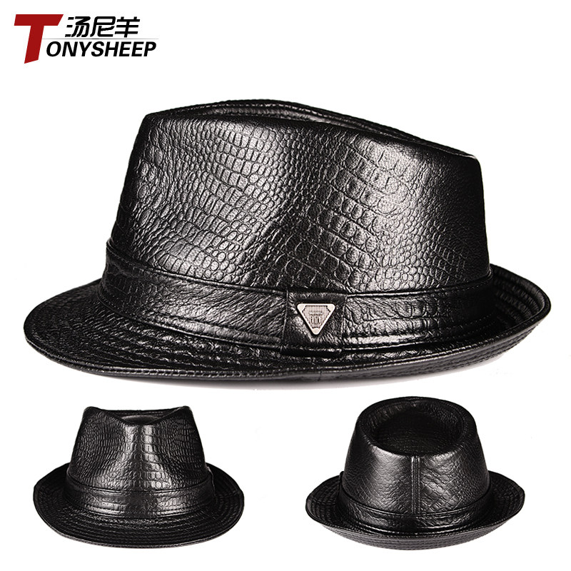 秋冬季男士真皮绅士礼帽中老年爸爸英伦牛皮爵士帽老头老人复古帽,淘宝优惠券,粉丝福利购,淘宝优惠卷