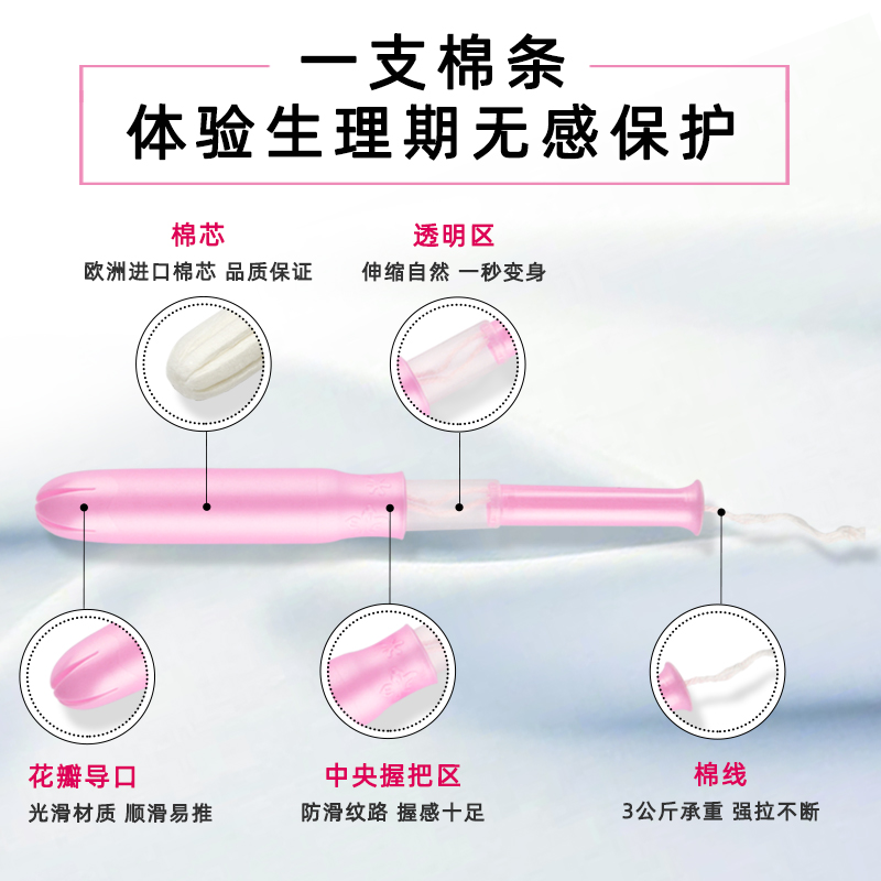 Bluetex蓝宝丝进口棉芯迷你短导管卫生棉条卫生巾棒月经姨妈棒