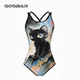 Gosbar swimsuit 2025 new women's racing professional sports training one-piece competitive swimming black cat elf mid fork