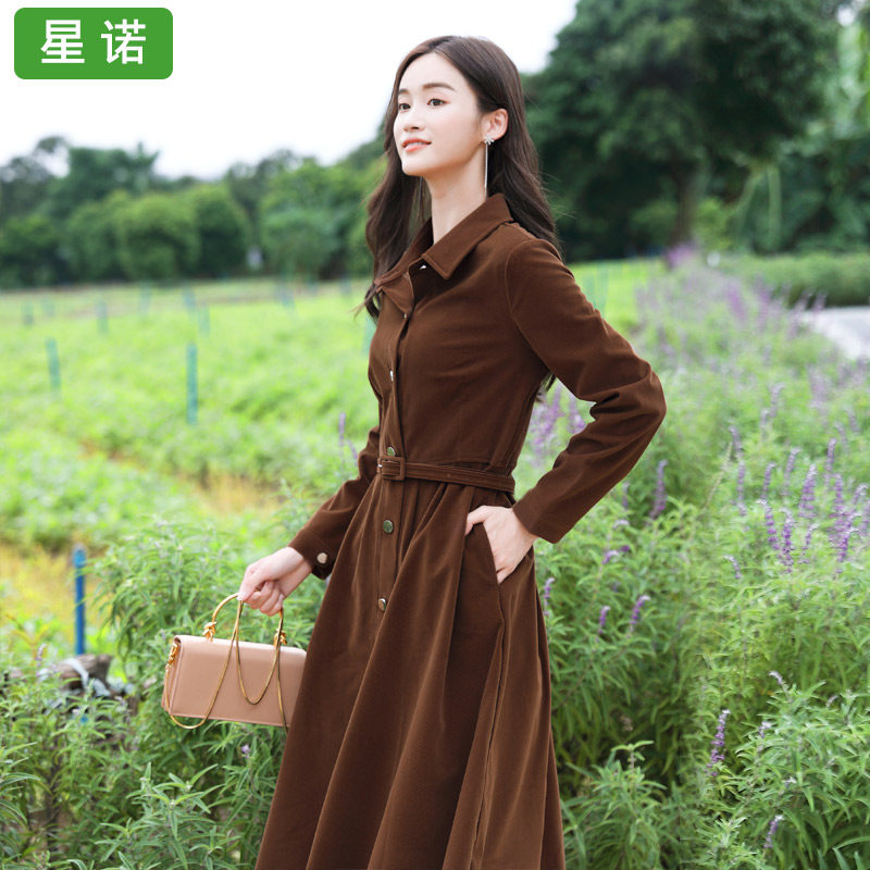 2022新款高级感复古中长款秋冬裙子 星诺连衣裙