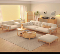 Full solid wood small sofa tea table combination minimalist small family style living room original wood color wind winter and summer dual purpose trio double position