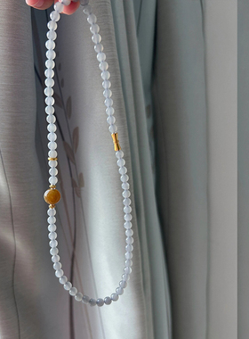 和田玉圆珠链女烟紫色气质女小众