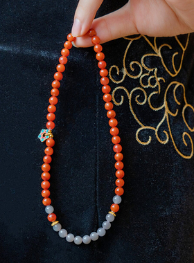 和田玉烟紫手串满色满肉手链女