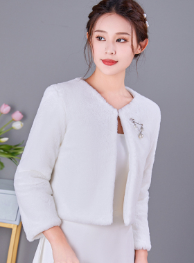 婚纱披肩冬伴娘礼服外套秋冬季