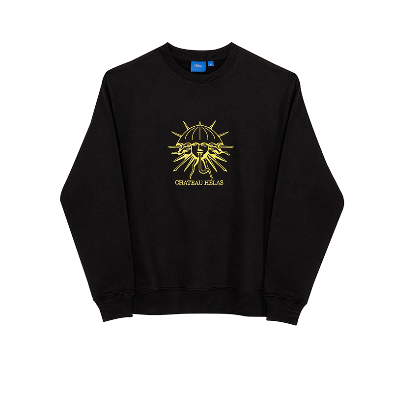 [法国]Helas CHATEAU CREWNECK BLACK/GREY城堡圆领卫衣-图0