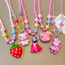 Children Strings Beads Necklace Bracelet Suit Girl Girl Girl Princess Cartoon Cute Tide Pussy Pendant Accessories Accessories