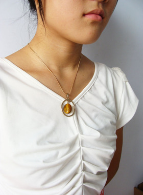 饰品欧美宝石玫瑰金毛衣链