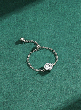 纯银八心八箭锆石百搭可调节尾戒