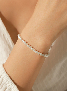 摩典S925纯银法式珍珠高级感手链