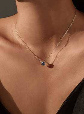 摩典S925纯银玫瑰切高级感锁骨链