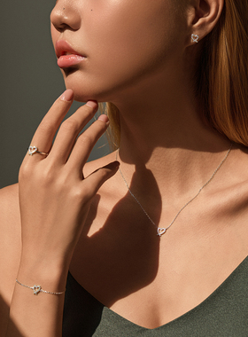 摩典S925纯银莫桑钻甜美爱心项链