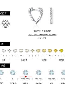 摩典莫桑钻S925纯银闪耀排钻耳圈