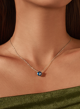 摩典S925纯银玫瑰切闪钻百搭项链