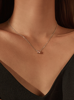 摩典S925纯银日落色玫瑰切项链女