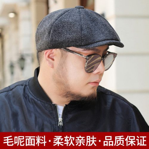 八角帽男大头围帽子潮秋季女大码大号加大大脸特大加深贝雷帽 - 图1