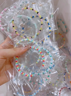 马卡龙高颜值diy随心配可爱米珠手链ins风串珠成品甜美多巴胺闺蜜