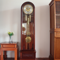 Solid wood floor clock Living room Red Flowers Pear Wood Mechanically strings Germany Hermler 12 Music News When its a Eurostand clock