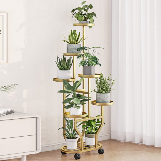 Living room floor-standing flower shelf balcony storage rack outdoor courtyard succulent iron flowerpot bracket shelf extension rack