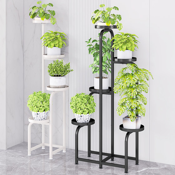 Flower shelf living room floor-standing balcony storage rack outdoor courtyard succulent iron flowerpot bracket shelf extension rack