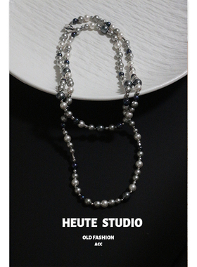 倪妮同款大溪地珍珠银灰毛衣链