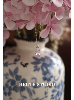 S925纯银不掉色公主粉色锆石项链