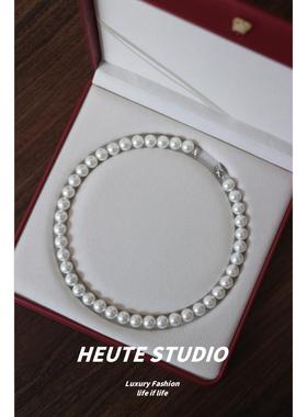 澳白平替S925纯银正圆珍珠项链