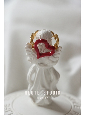 本命年红色幸运桃心爱心开口戒指