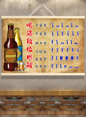 酒吧墙面段位挂布画场景饭店