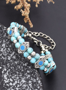 欧美风时尚气质手链串珠彩色双层