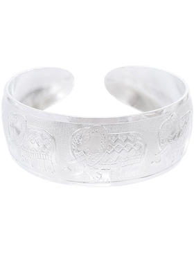 复古民族风纹银手镯雕花开口宽手环汉服发冠男女束发做旧古风饰品