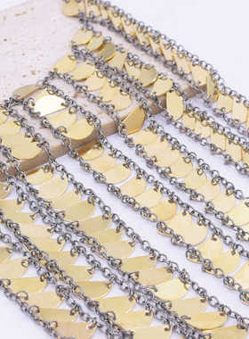 欧美夸张多层亮片流苏瀑布式项链