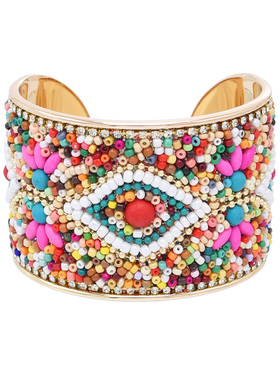 云南旅拍民族风彩色碎石米珠手镯