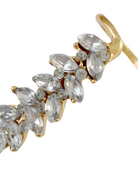 韩国朋克时尚银金透明水晶叶形戒指女士首饰时尚黑色漫画戒指