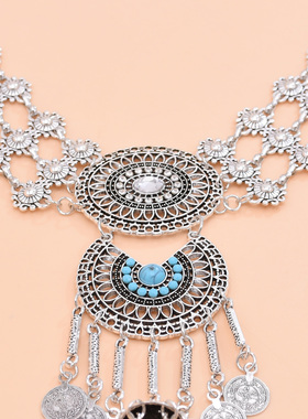 复古异域风合金拼接流苏项链女