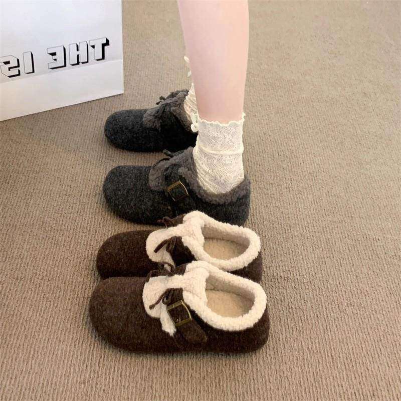 大码女鞋41到43勃肯鞋2025秋冬新款加绒豆豆鞋灰色毛毛棉鞋子平底,淘宝优惠券,粉丝福利购,淘宝优惠卷