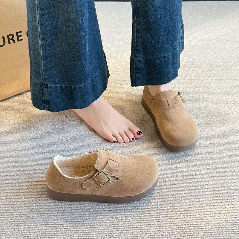 大码女鞋41到43加绒勃肯鞋厚底百搭冬季保暖棉鞋一脚蹬毛毛博肯鞋,淘宝优惠券,粉丝福利购,淘宝优惠卷