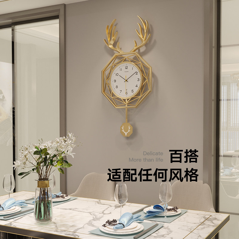 钟表挂钟客厅轻奢时尚简约现代装饰时钟挂墙石英钟表网红挂表家用_虎窝淘