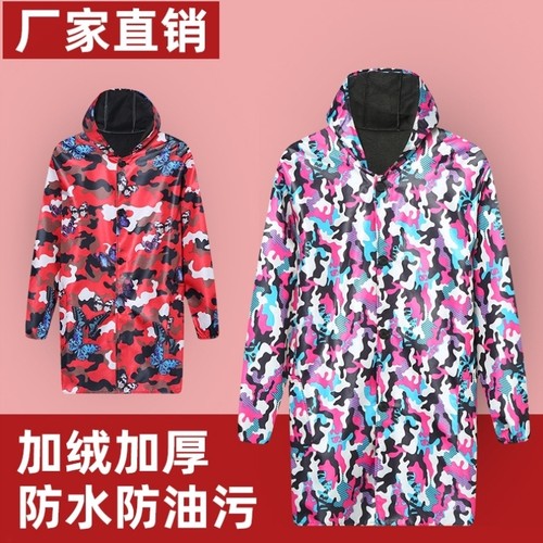 加绒加厚罩衣拉链款耐脏防油男款加绒工作服仓库冬季大褂中长款 - 图0