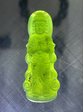 泰山玉碧玉泰山玉观音吊坠男女玉石立体双手合十观音菩萨挂件玉坠