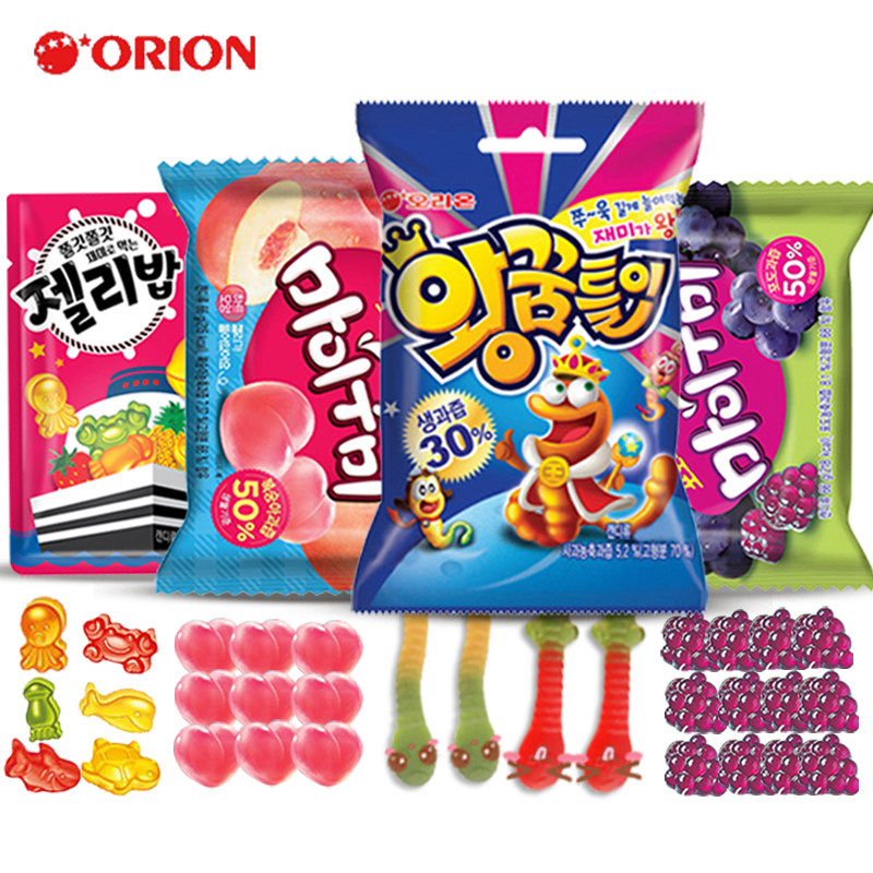 韩国好丽友水果葡萄味桃子味橡皮糖 威海韩品食品糖果