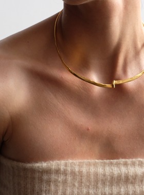 ABOAB925银厚镀金男女雕塑项圈