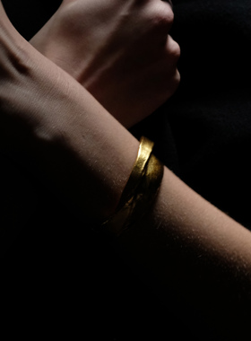 ABOAB极简925银镀金手镯指纹肌理