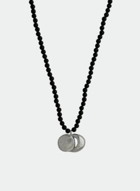 黑玛瑙925银厚镀金日月灵感