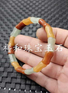 新疆石英岩玉竹节玉石手链