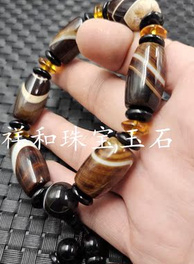 包邮缠丝玛瑙桶珠玉石手链