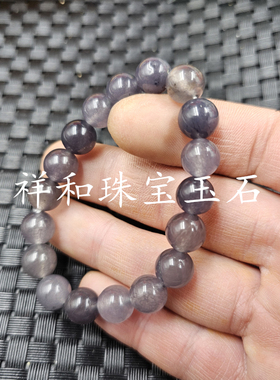 烟紫色圆珠玉石手链10毫米