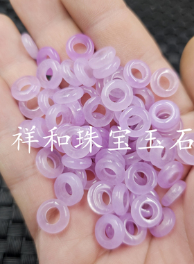 紫罗兰大孔平安扣玉石散珠