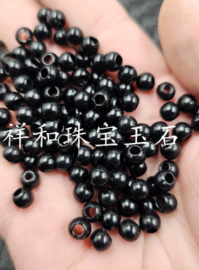 黑色塑料大孔珠圆珠仿玉石散珠