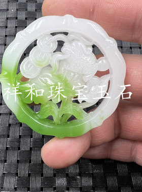 仿和田玉碧玉白玉金蝉玉挂件